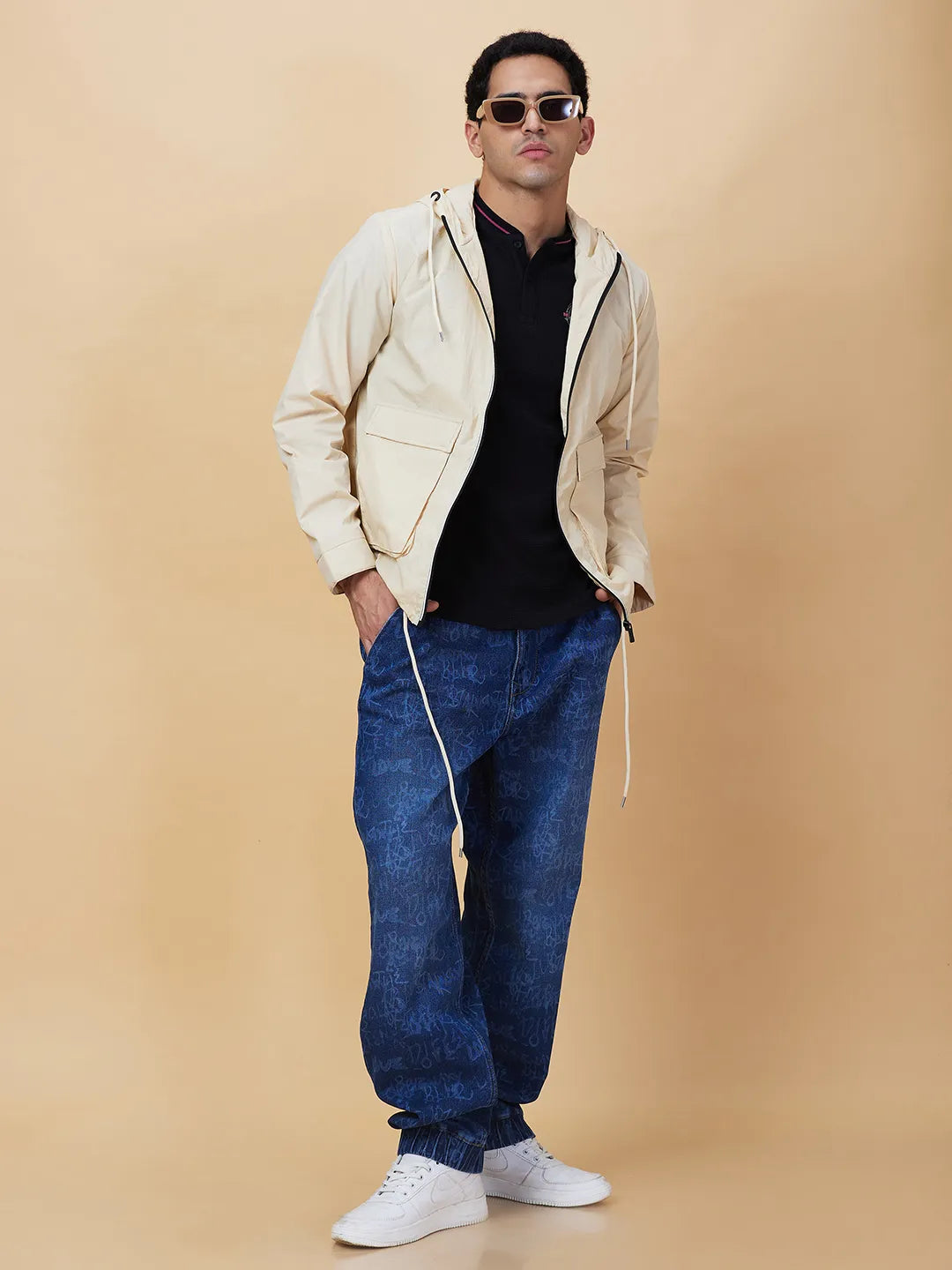 Cream Regular Fit Men's Jacket by Being Human Clothing