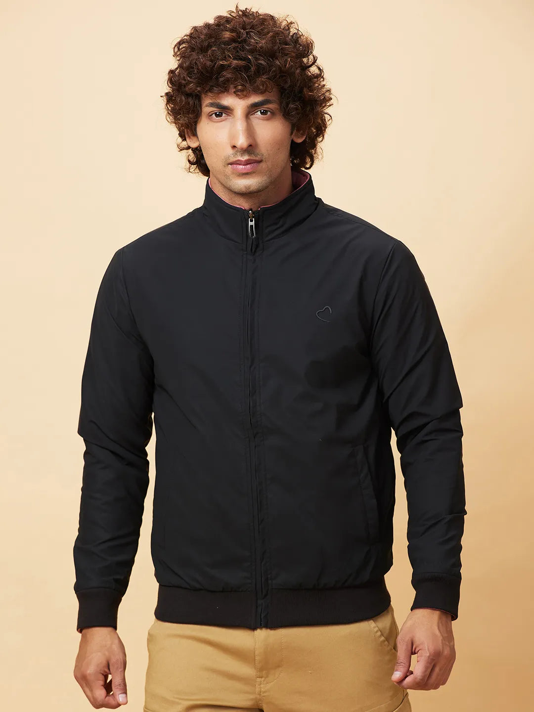 Black Regular Fit Men's Jacket by Being Human Clothing