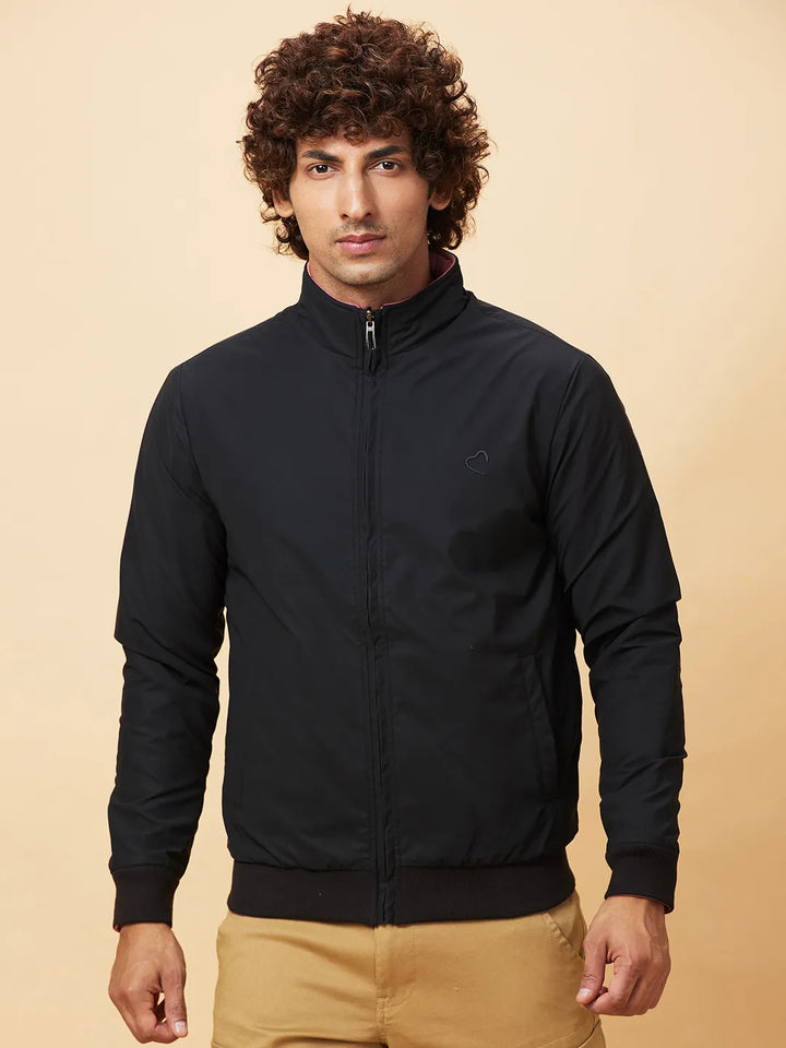 Black Regular Fit Men's Jacket by Being Human Clothing