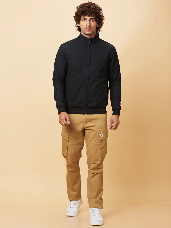 Black Regular Fit Men's Jacket