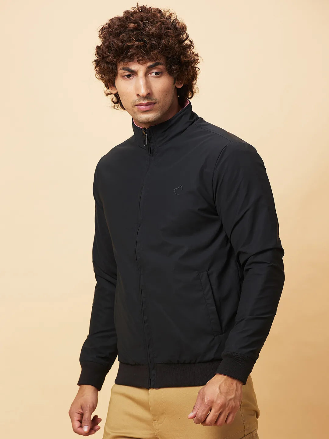Black Regular Fit Men's Jacket by Being Human Clothing