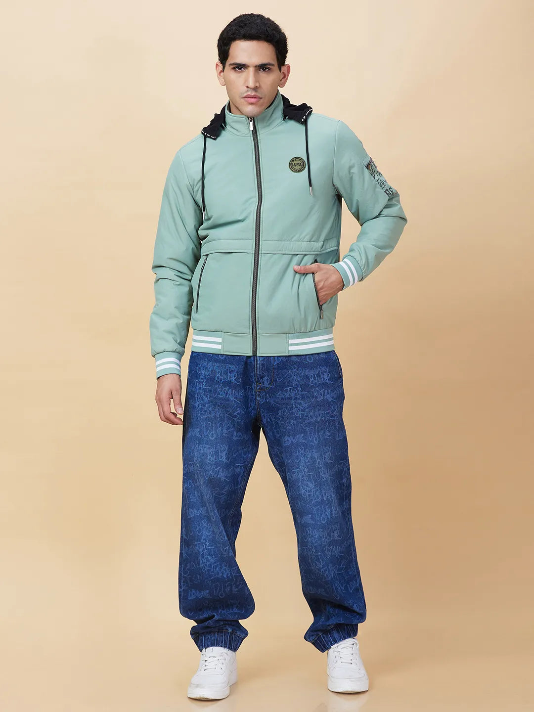 Mint Regular Fit Men's Jacket by Being Human Clothing