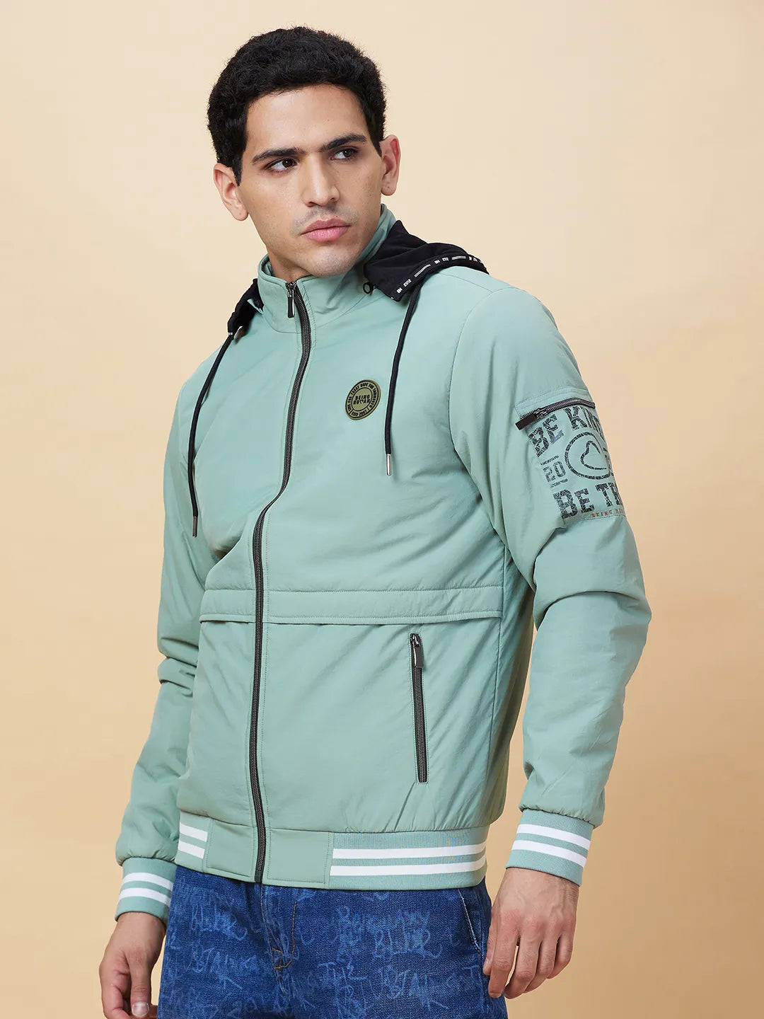 Mint Regular Fit Men's Jacket by Being Human Clothing