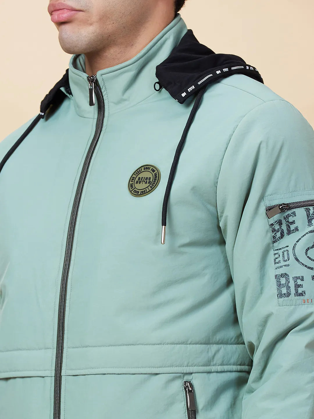 Mint Regular Fit Men's Jacket by Being Human Clothing