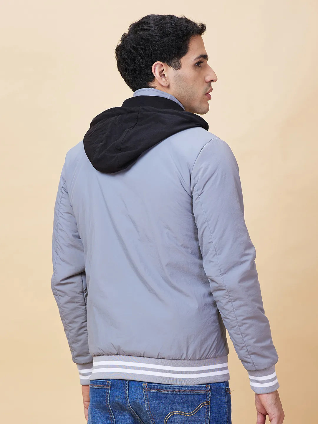 Grey Regular Fit Men's Jacket by Being Human Clothing