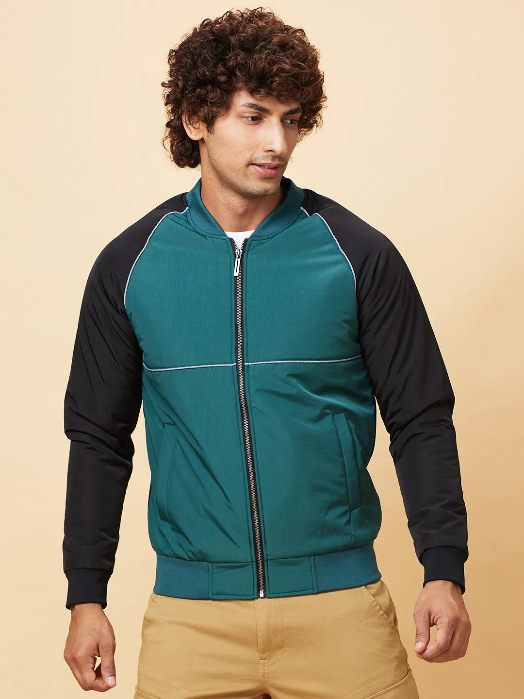 Green Regular Fit Long Sleeves Men's Jacket by Being Human Clothing