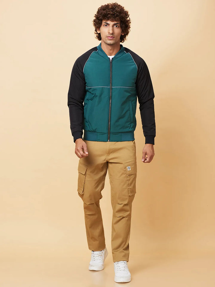 Green Regular Fit Long Sleeves Men's Jacket