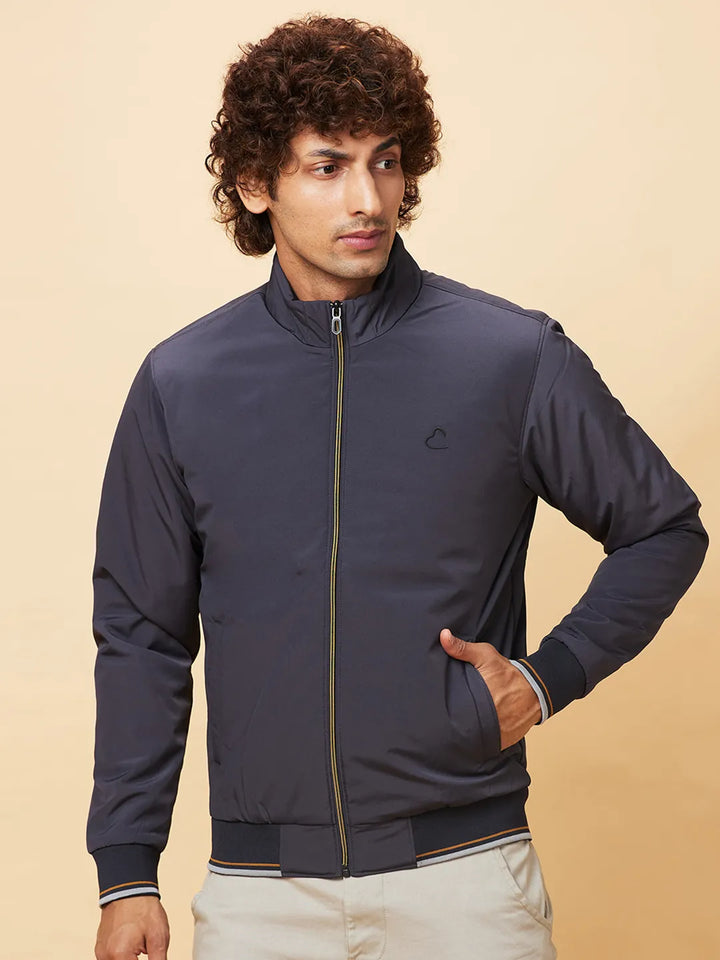 Grey Regular Fit Men's Jacket by Being Human Clothing