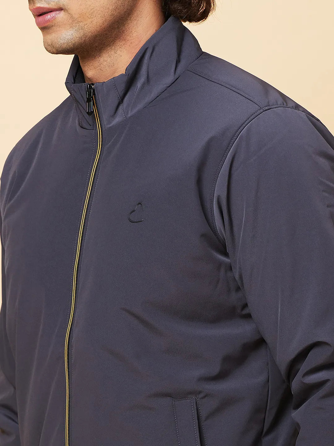 Grey Regular Fit Men's Jacket by Being Human Clothing