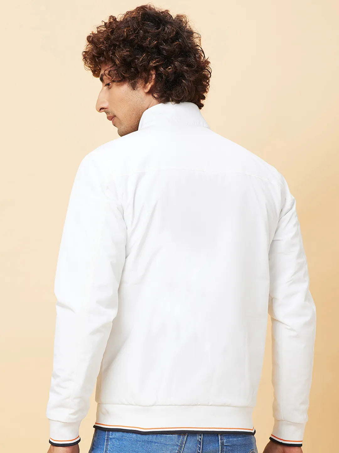 White Regular Fit Men's Jacket by Being Human Clothing
