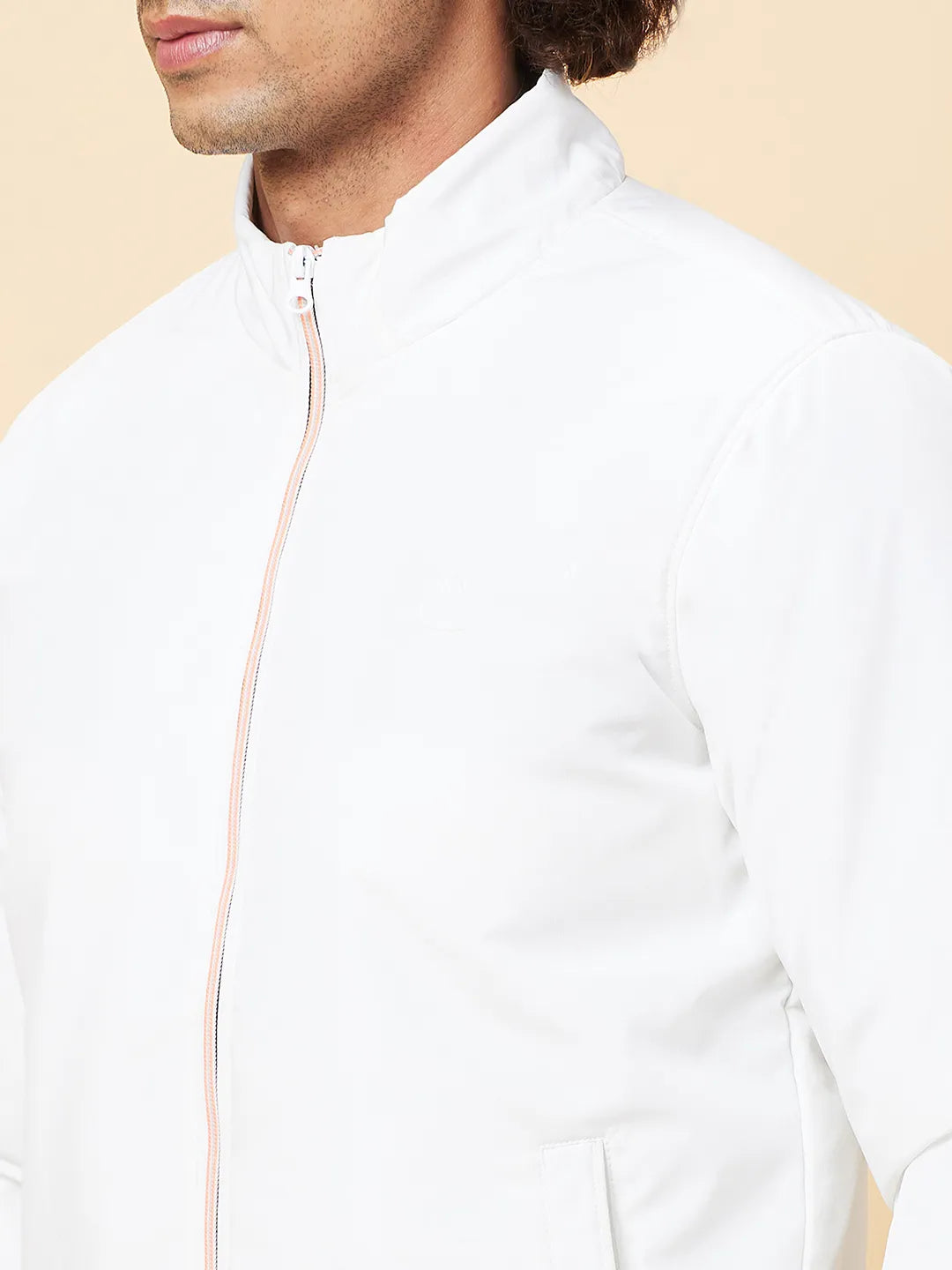 White Regular Fit Men's Jacket by Being Human Clothing