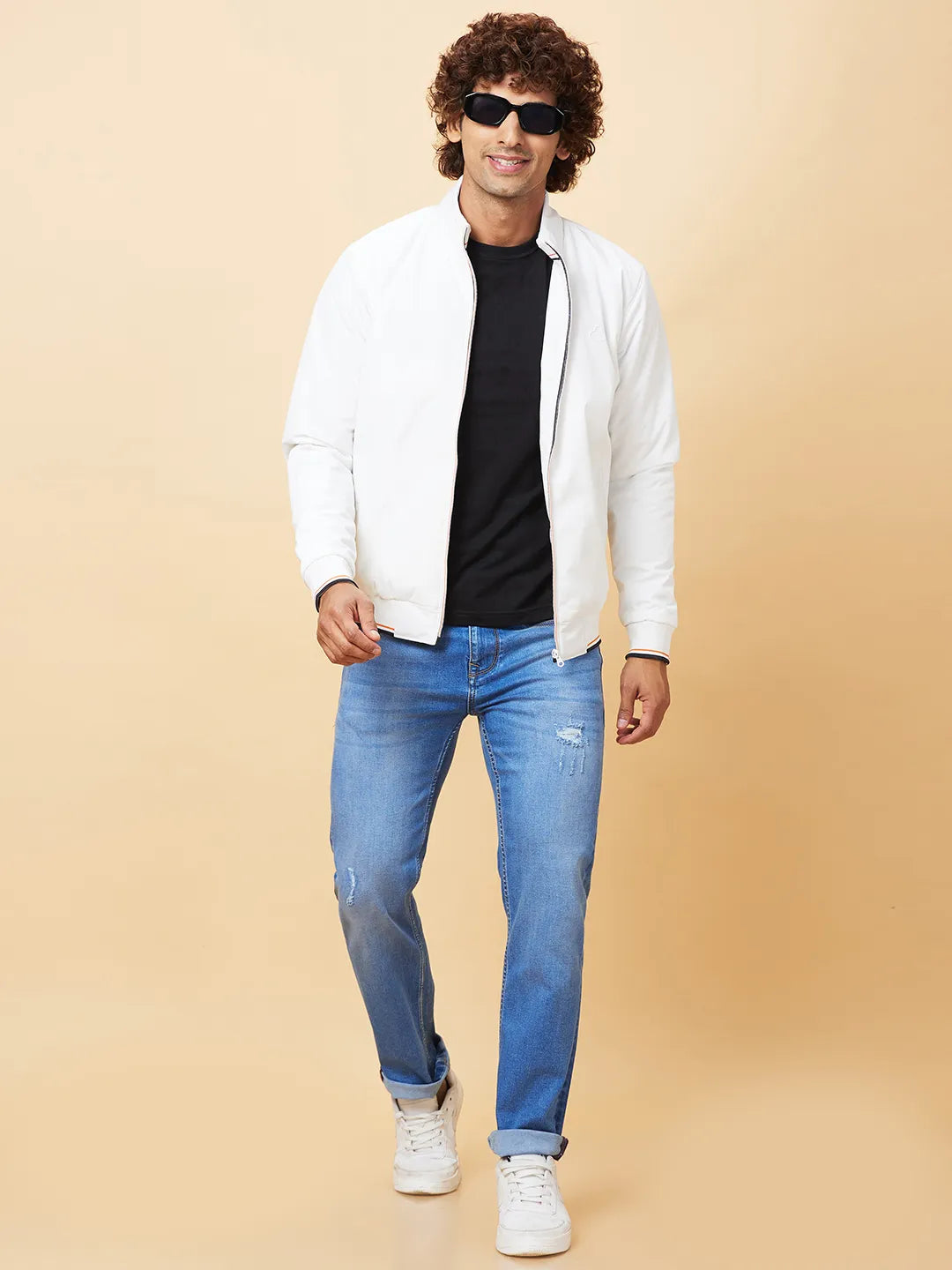 White Regular Fit Men's Jacket by Being Human Clothing