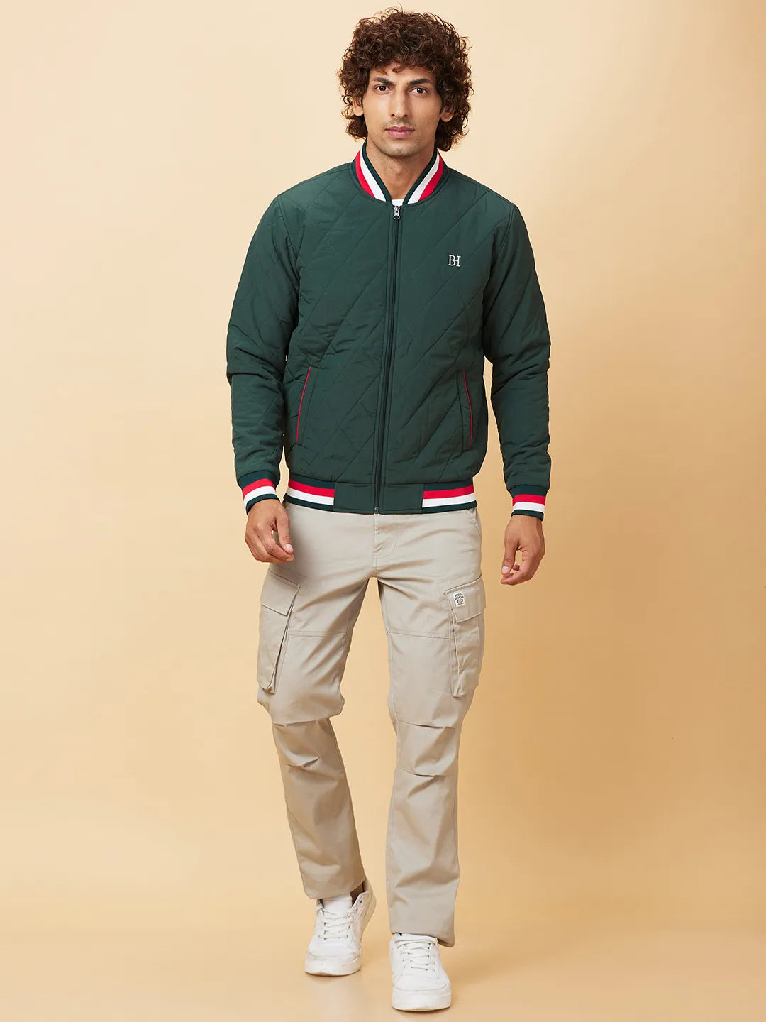 Bottle Green Regular Fit Men's Jacket by Being Human Clothing