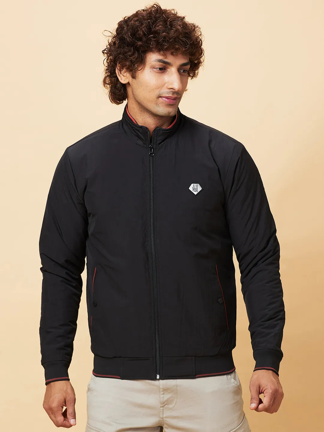 Black Regular Fit Men's Jacket by Being Human Clothing