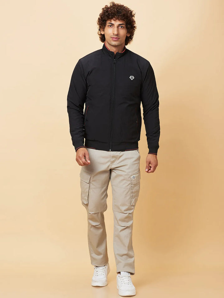 Black Regular Fit Men's Jacket