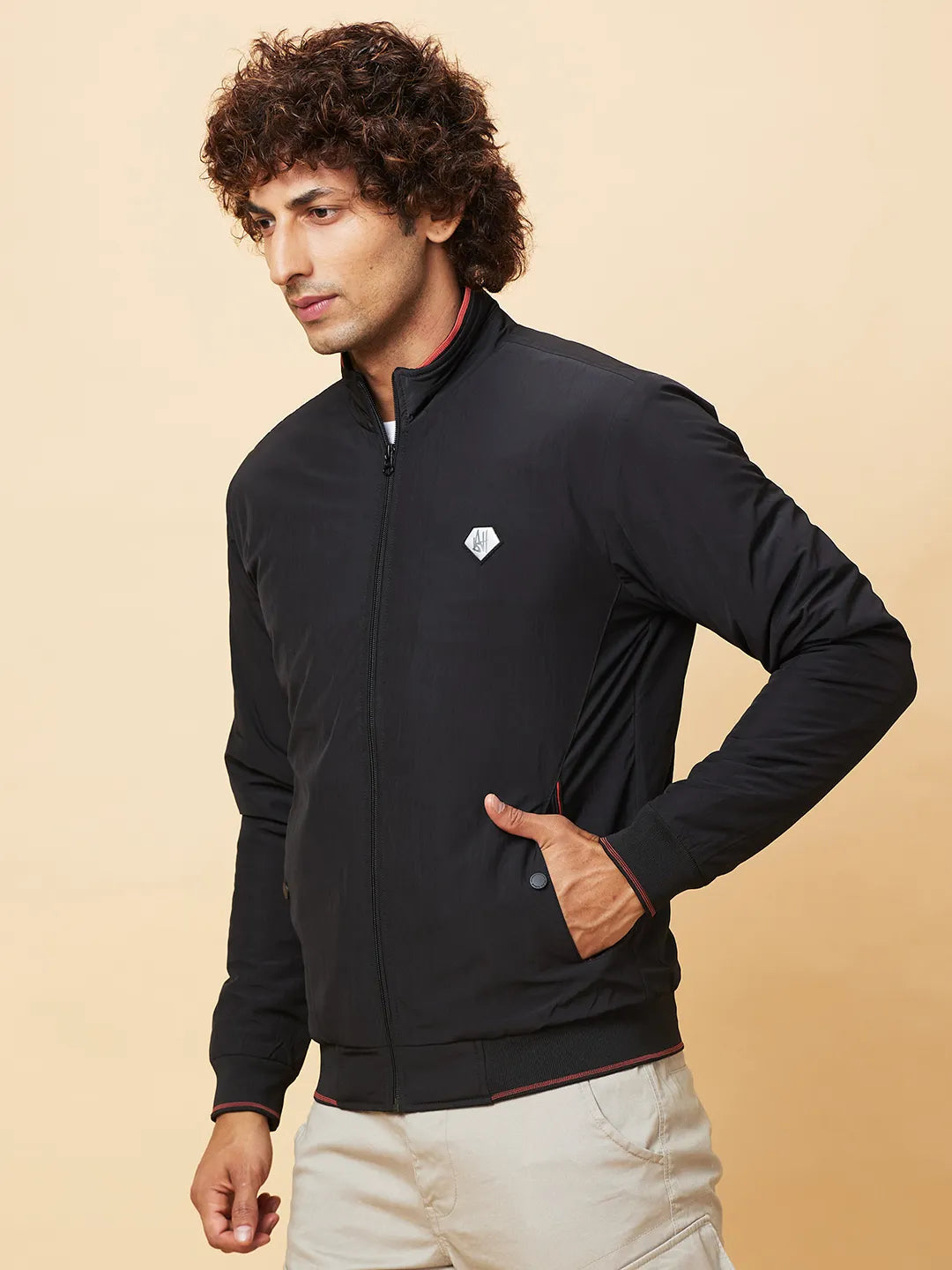 Black Regular Fit Men's Jacket by Being Human Clothing