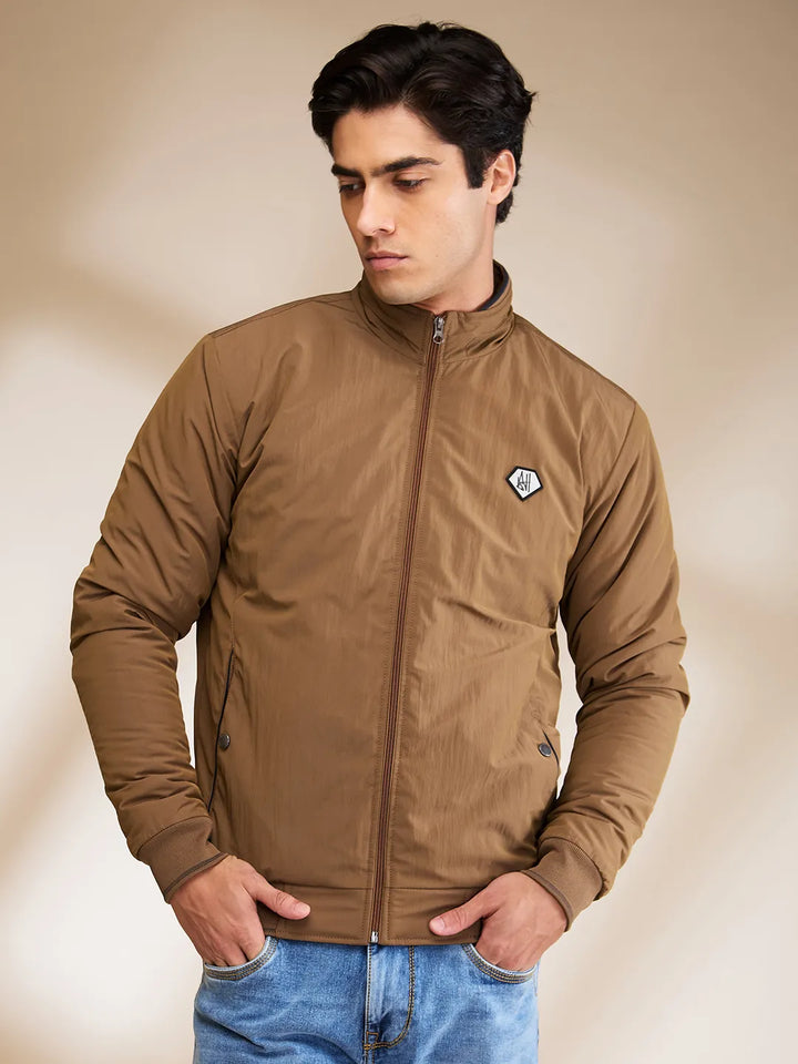 Brown Regular Fit Men's Jacket by Being Human Clothing