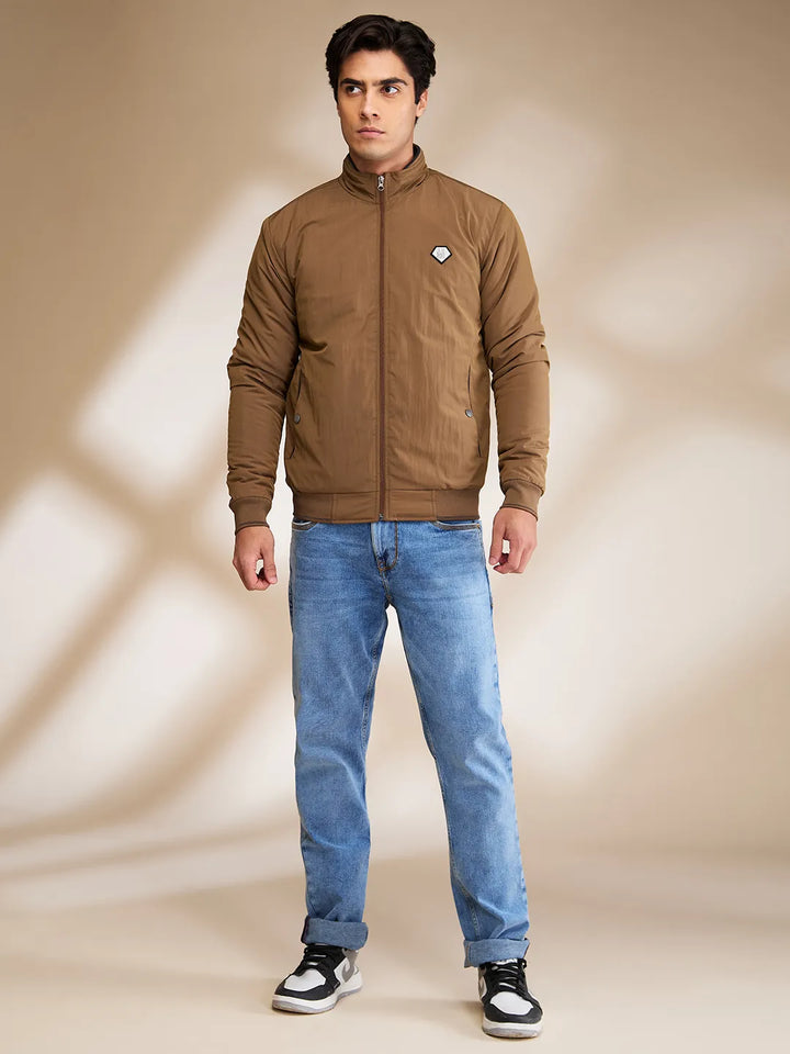 Brown Regular Fit Men's Jacket
