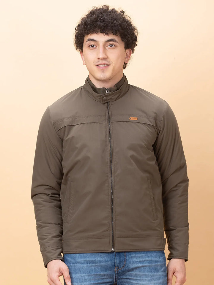 Olive Regular Fit Long Sleeves Men's Jacket by Being Human Clothing