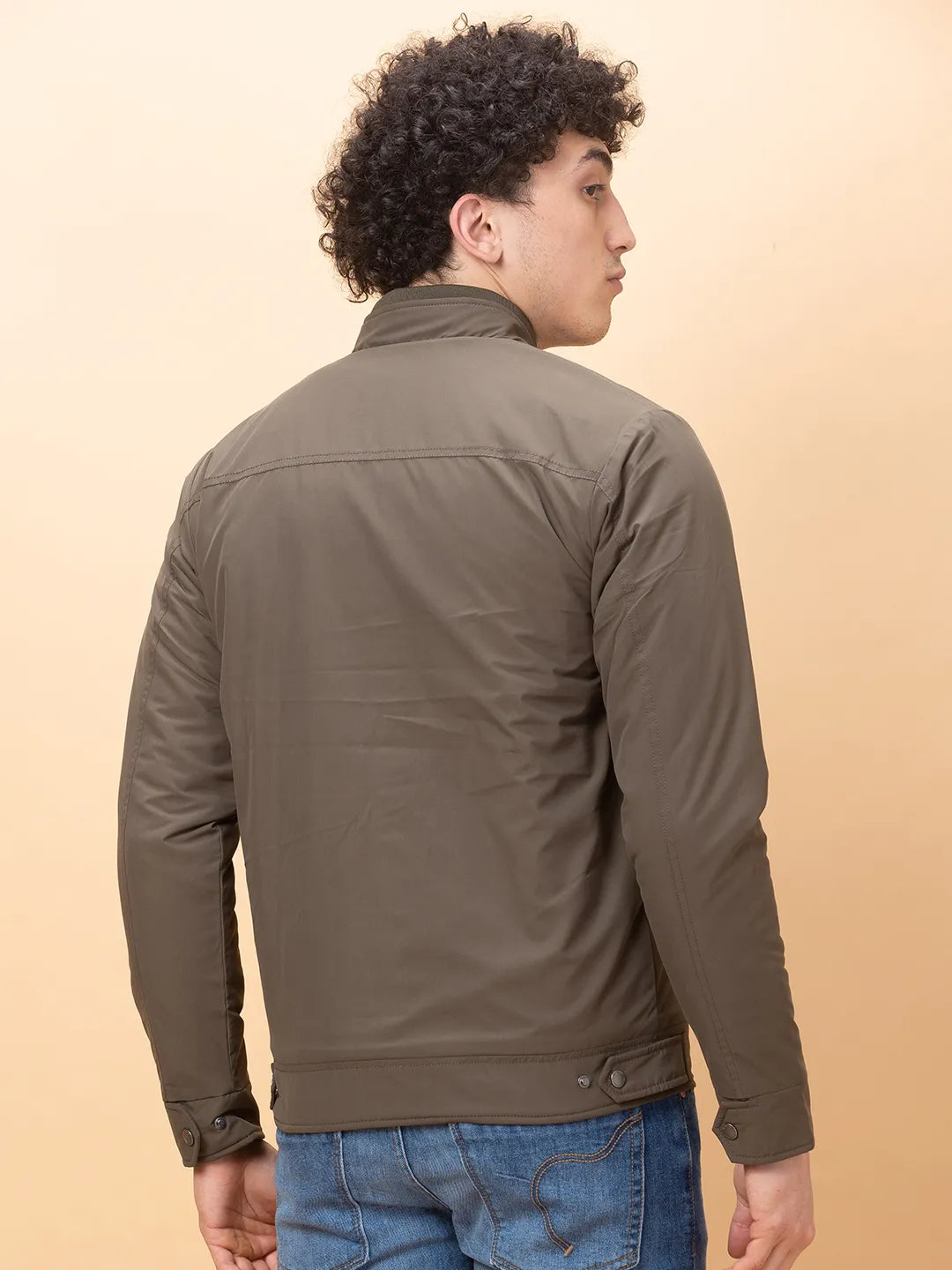 Olive Regular Fit Long Sleeves Men's Jacket by Being Human Clothing