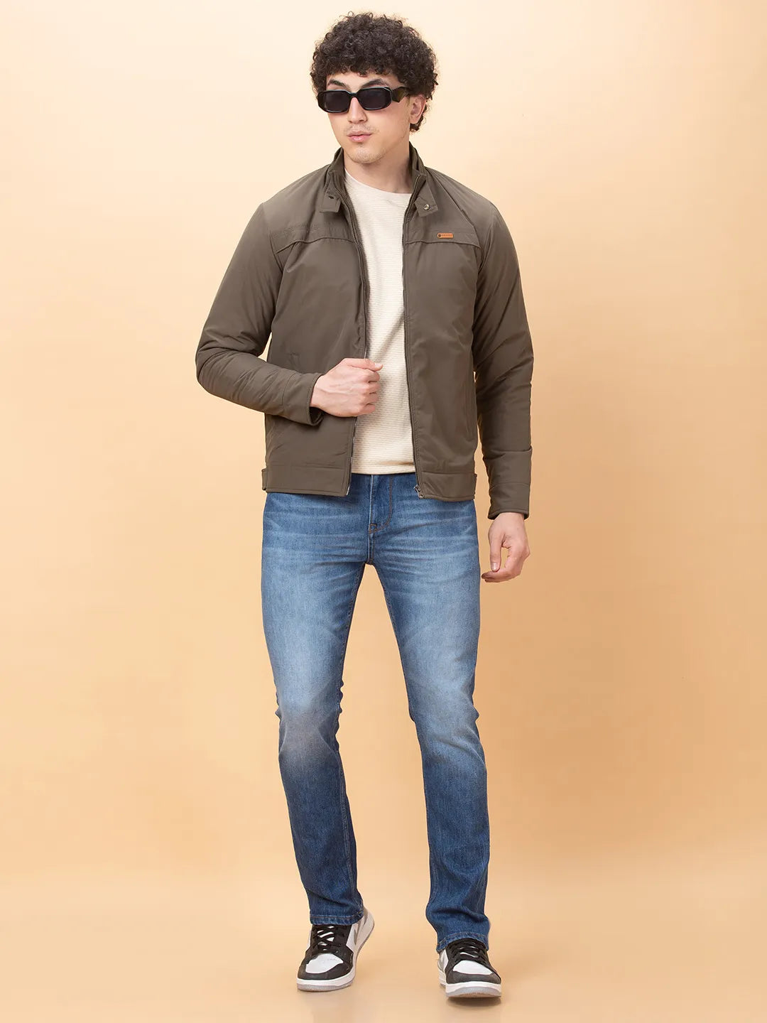 Olive Regular Fit Long Sleeves Men's Jacket by Being Human Clothing