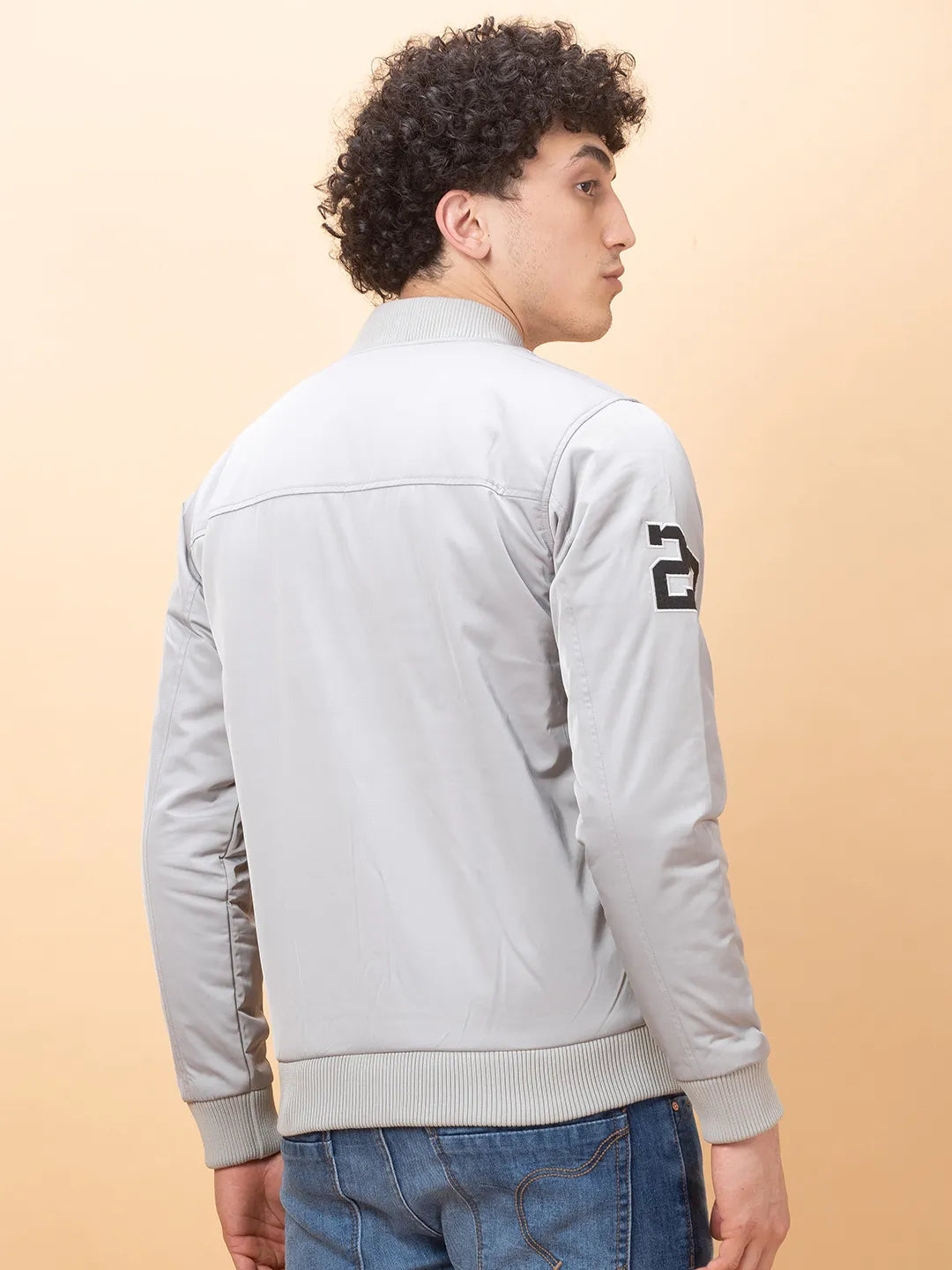Light Grey Regular Fit Men's Jacket by Being Human Clothing