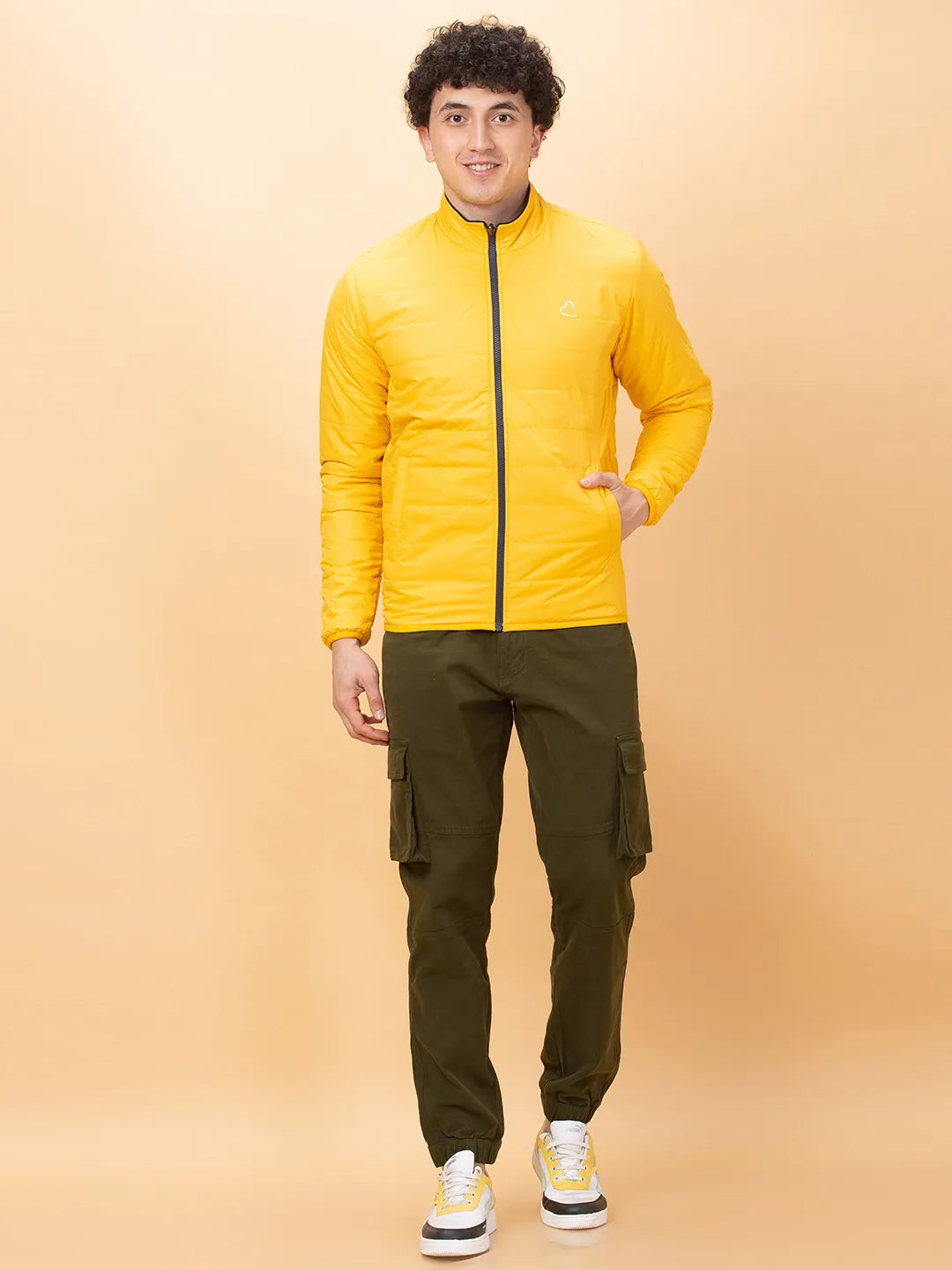 Cream Regular Fit Men's Jacket by Being Human Clothing