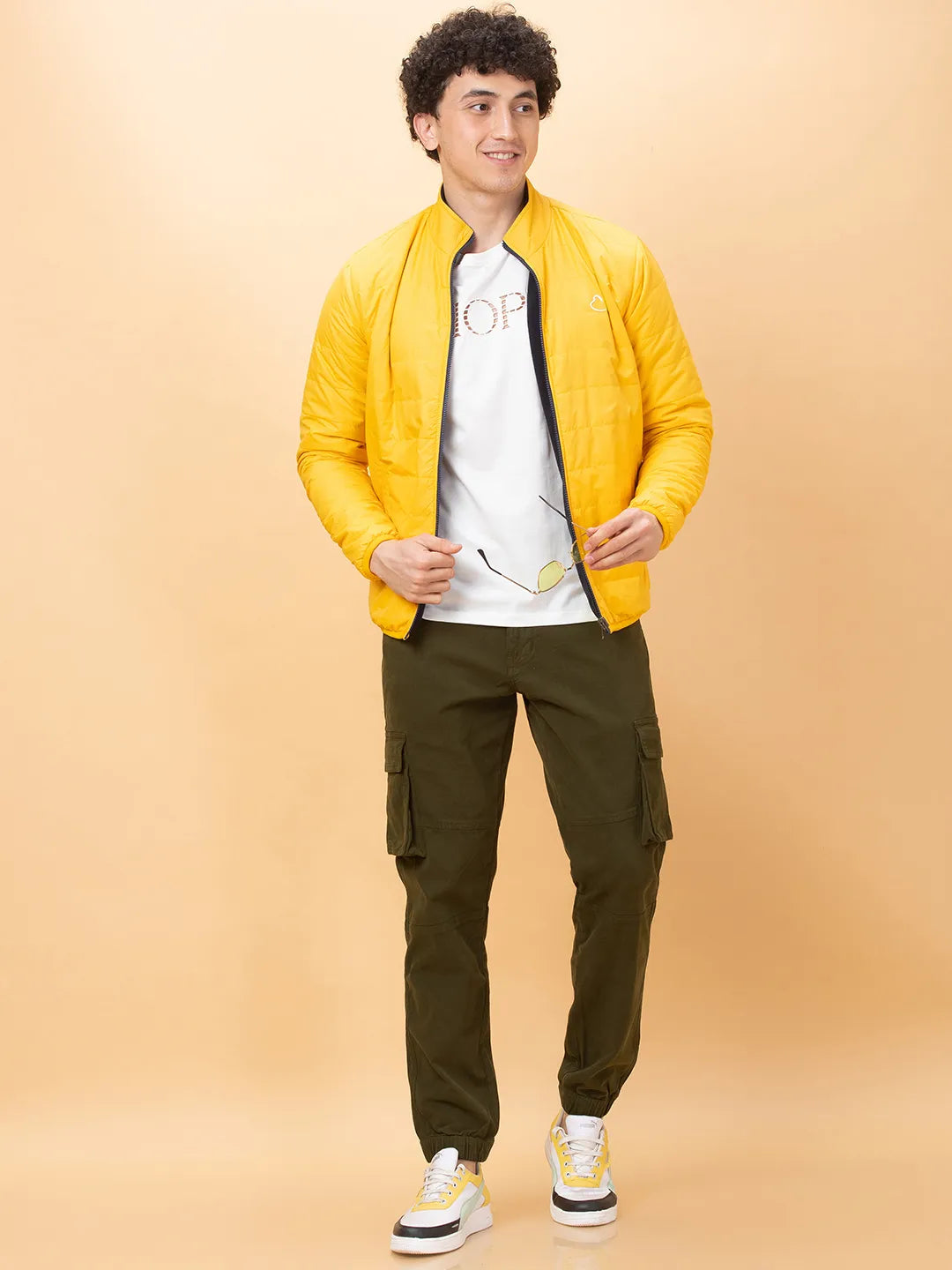 Cream Regular Fit Men's Jacket by Being Human Clothing