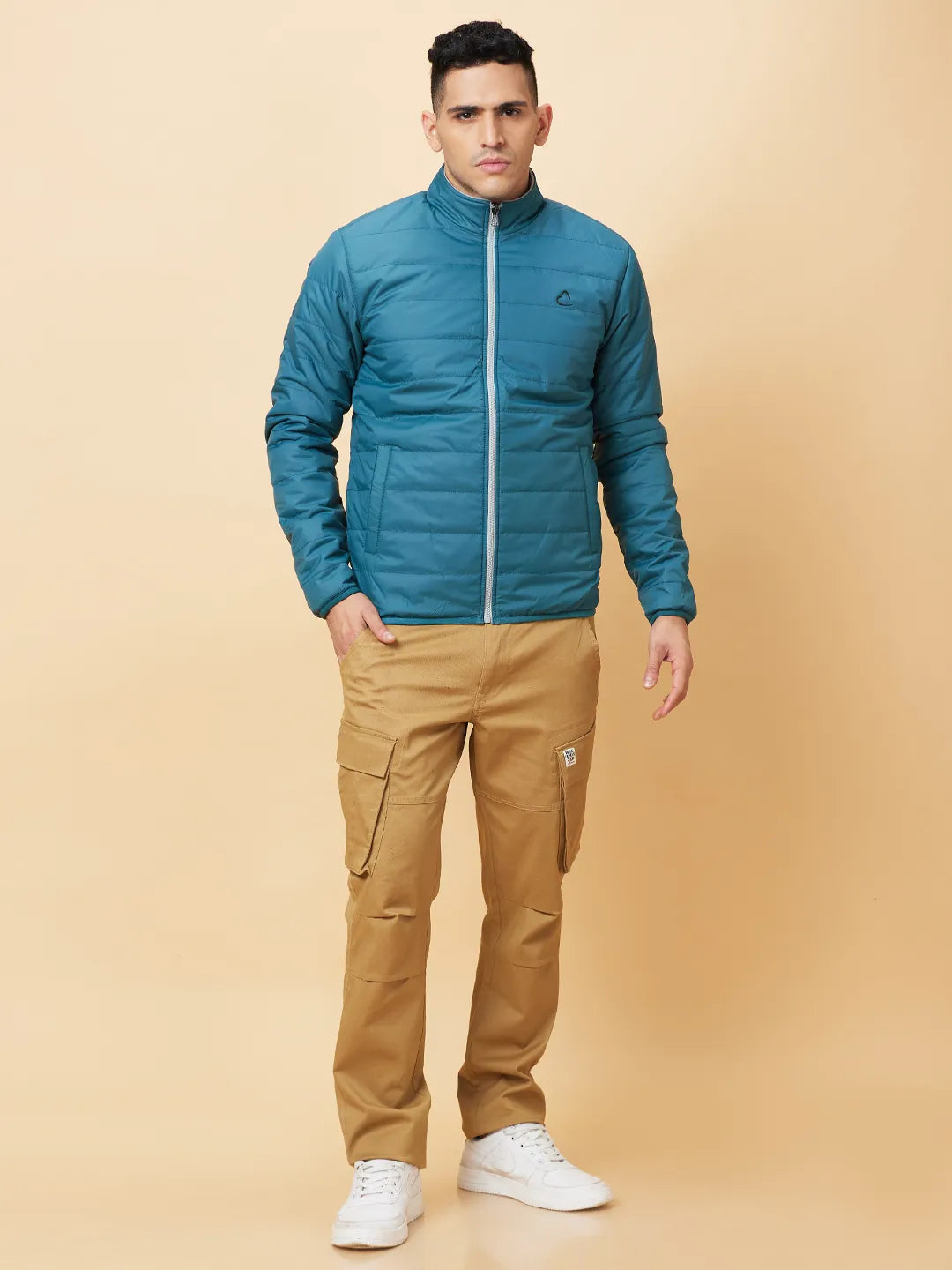 Turquoise Regular Fit Men's Jacket by Being Human Clothing