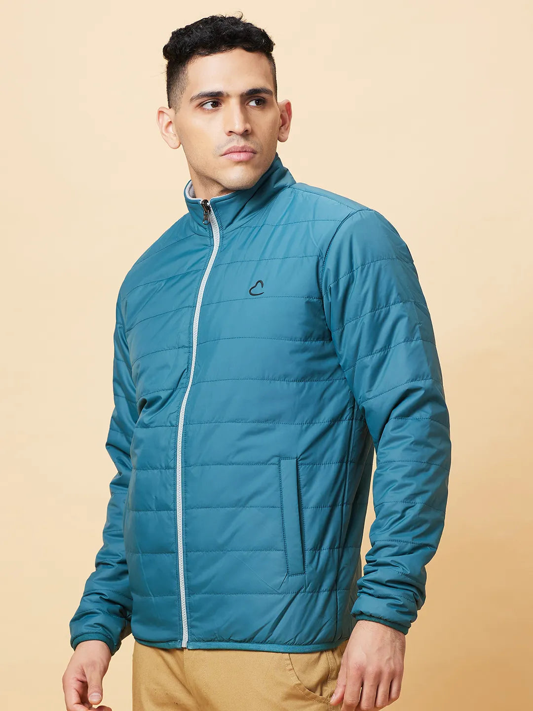 Turquoise Regular Fit Men's Jacket by Being Human Clothing