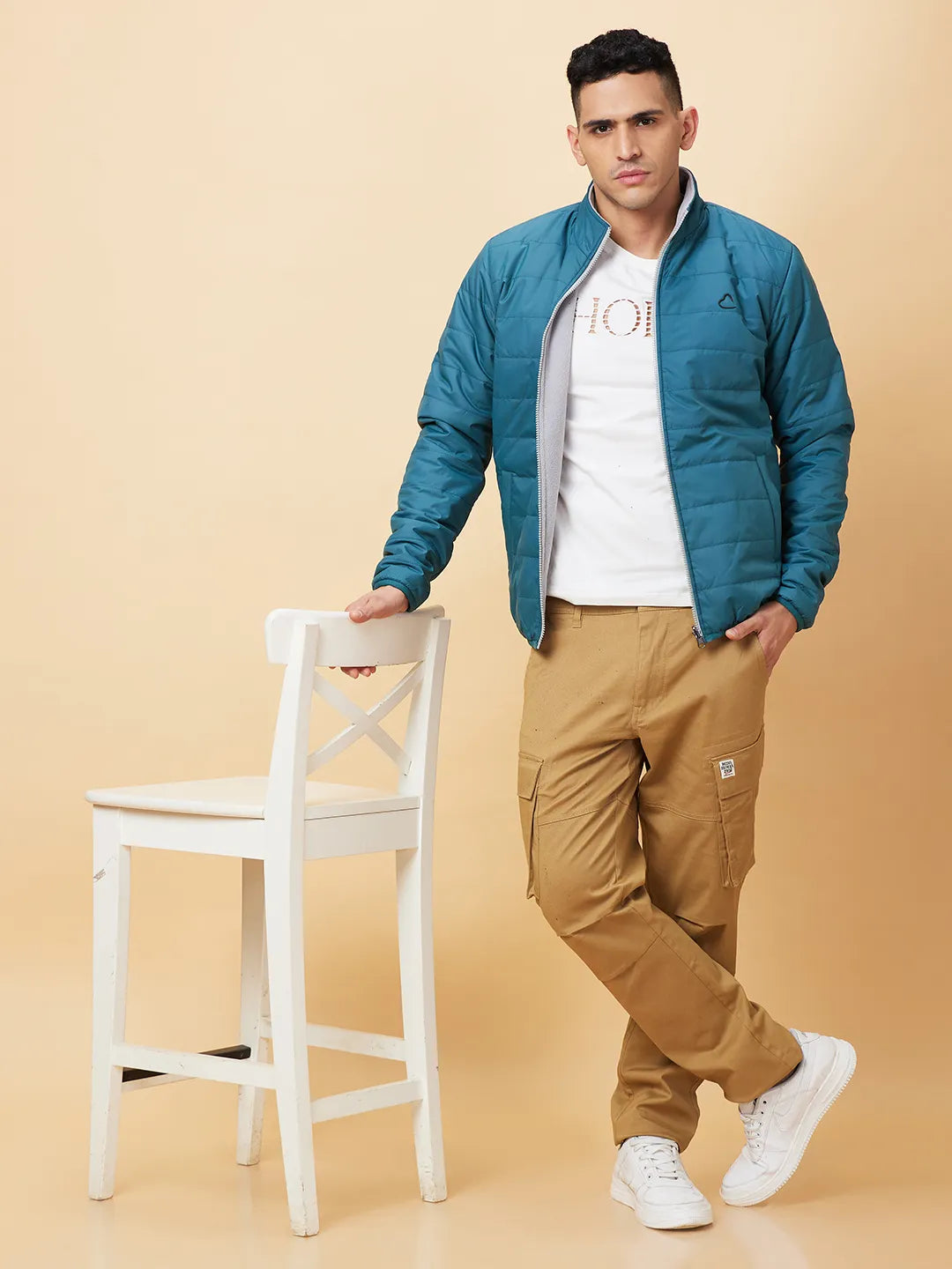 Turquoise Regular Fit Men's Jacket by Being Human Clothing