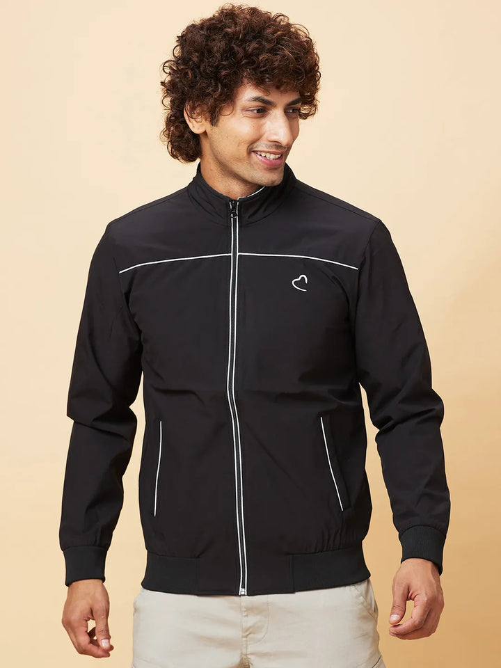 Black Regular Fit Men's Jacket by Being Human Clothing