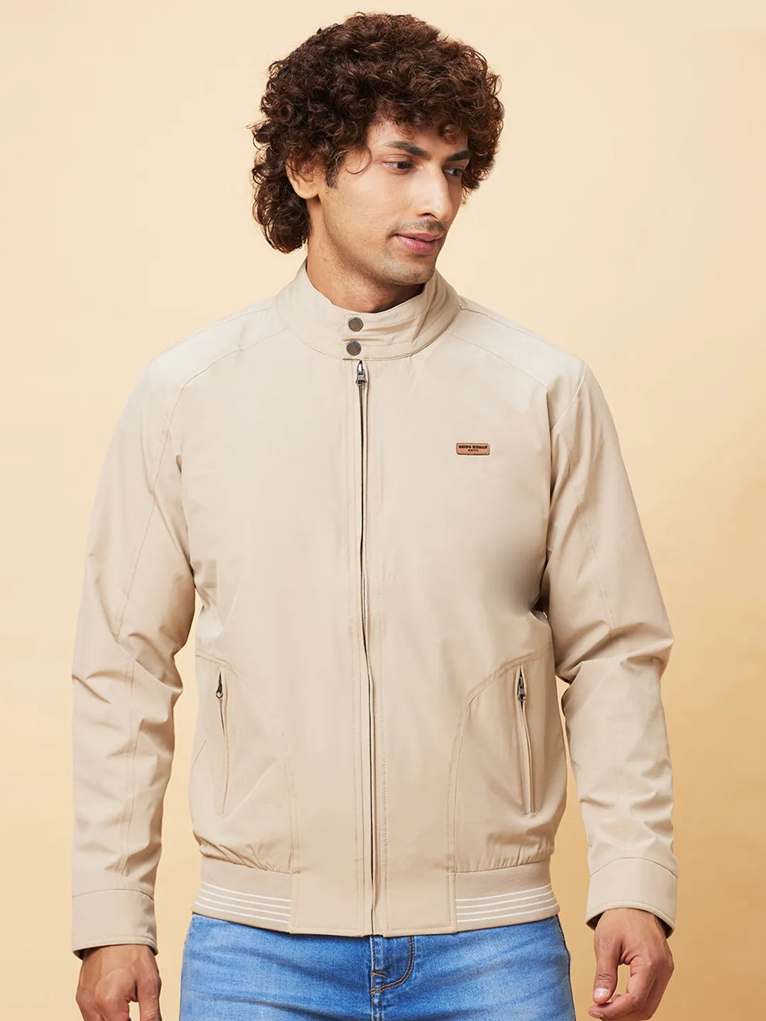 Brown Regular Fit Men's Jacket by Being Human Clothing