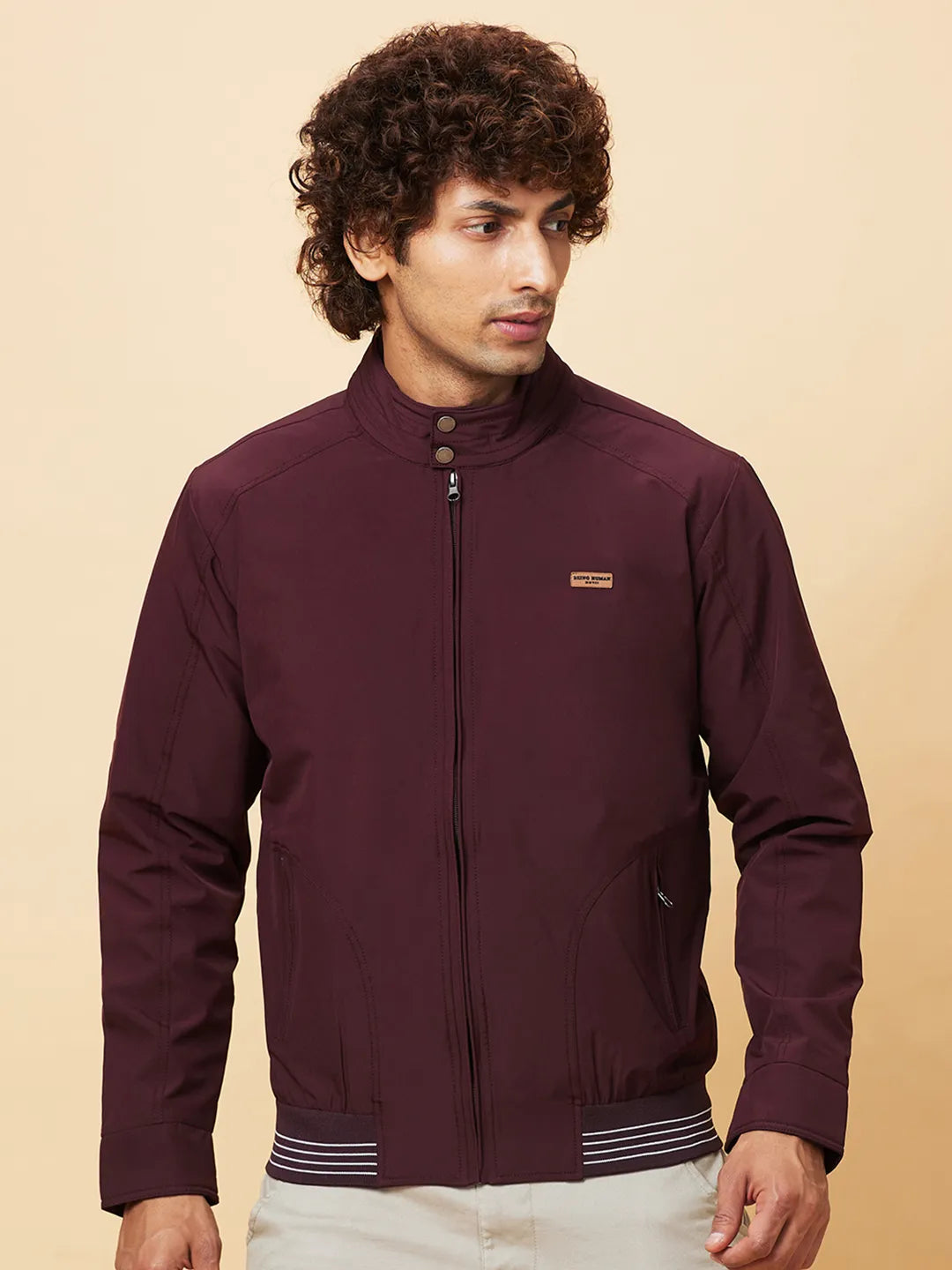 Wine Regular Fit Men's Jacket by Being Human Clothing