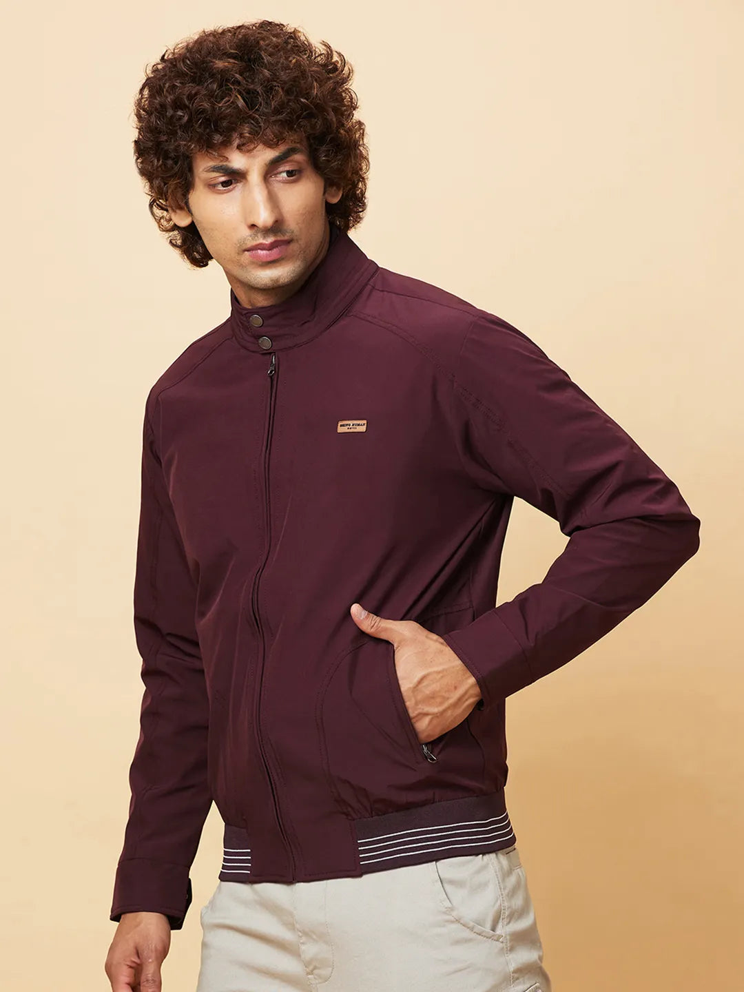 Wine Regular Fit Men's Jacket by Being Human Clothing