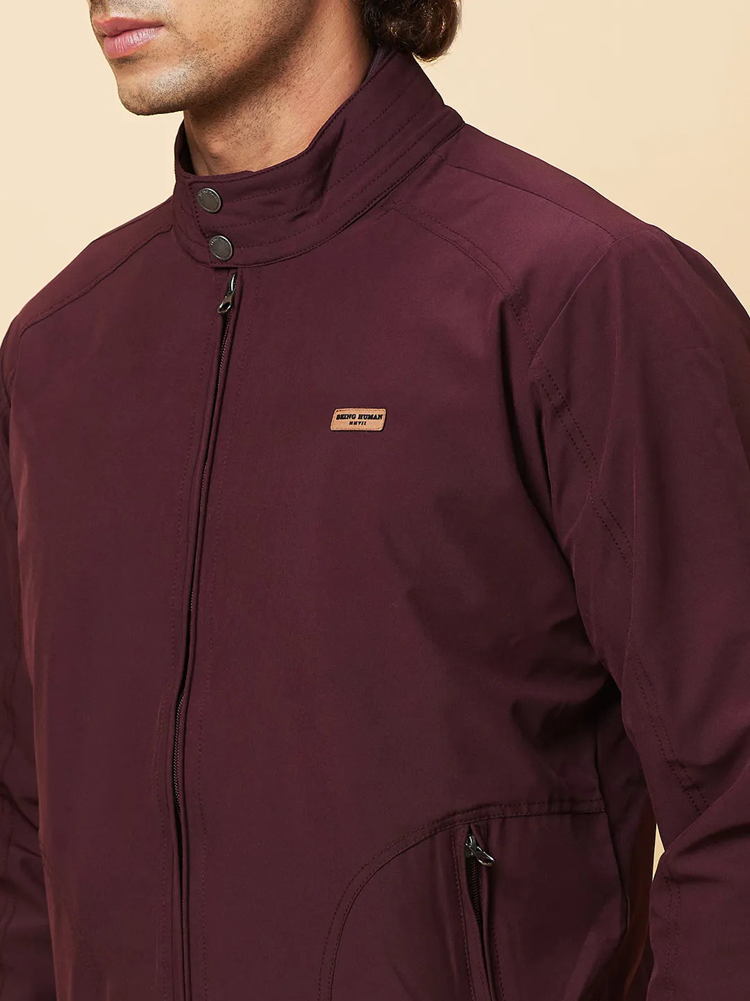 Wine Regular Fit Men's Jacket by Being Human Clothing