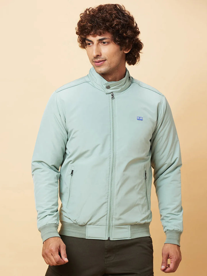 Green Regular Fit Long Sleeves Men's Jacket by Being Human Clothing