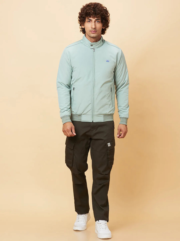 Green Regular Fit Long Sleeves Men's Jacket