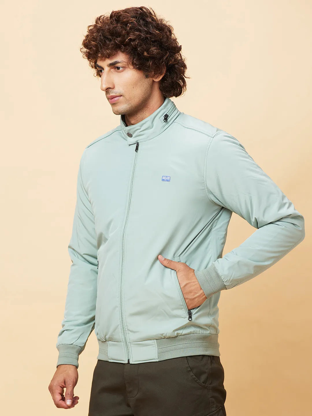 Green Regular Fit Long Sleeves Men's Jacket by Being Human Clothing