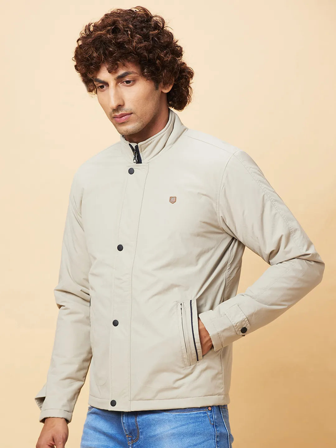 Grey Regular Fit Men's Jacket by Being Human Clothing