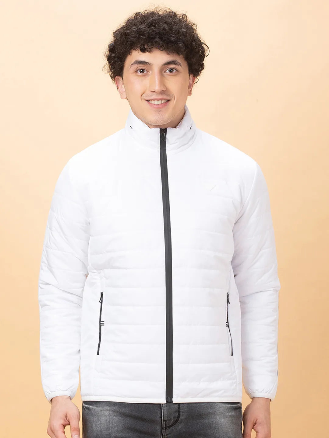 White Regular Fit Men's Jacket by Being Human Clothing