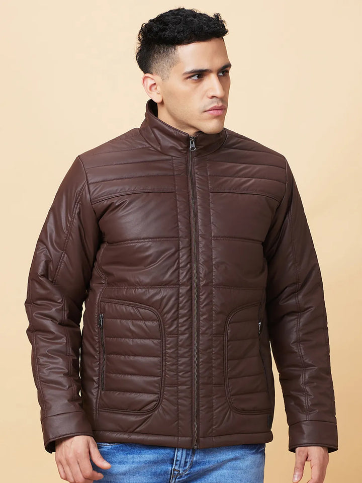 Brown Regular Fit Long Sleeves Men's Jacket