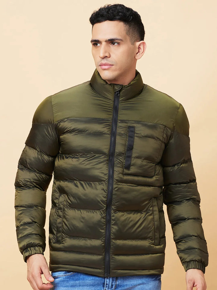 Green Regular Fit Men's Jacket by Being Human Clothing