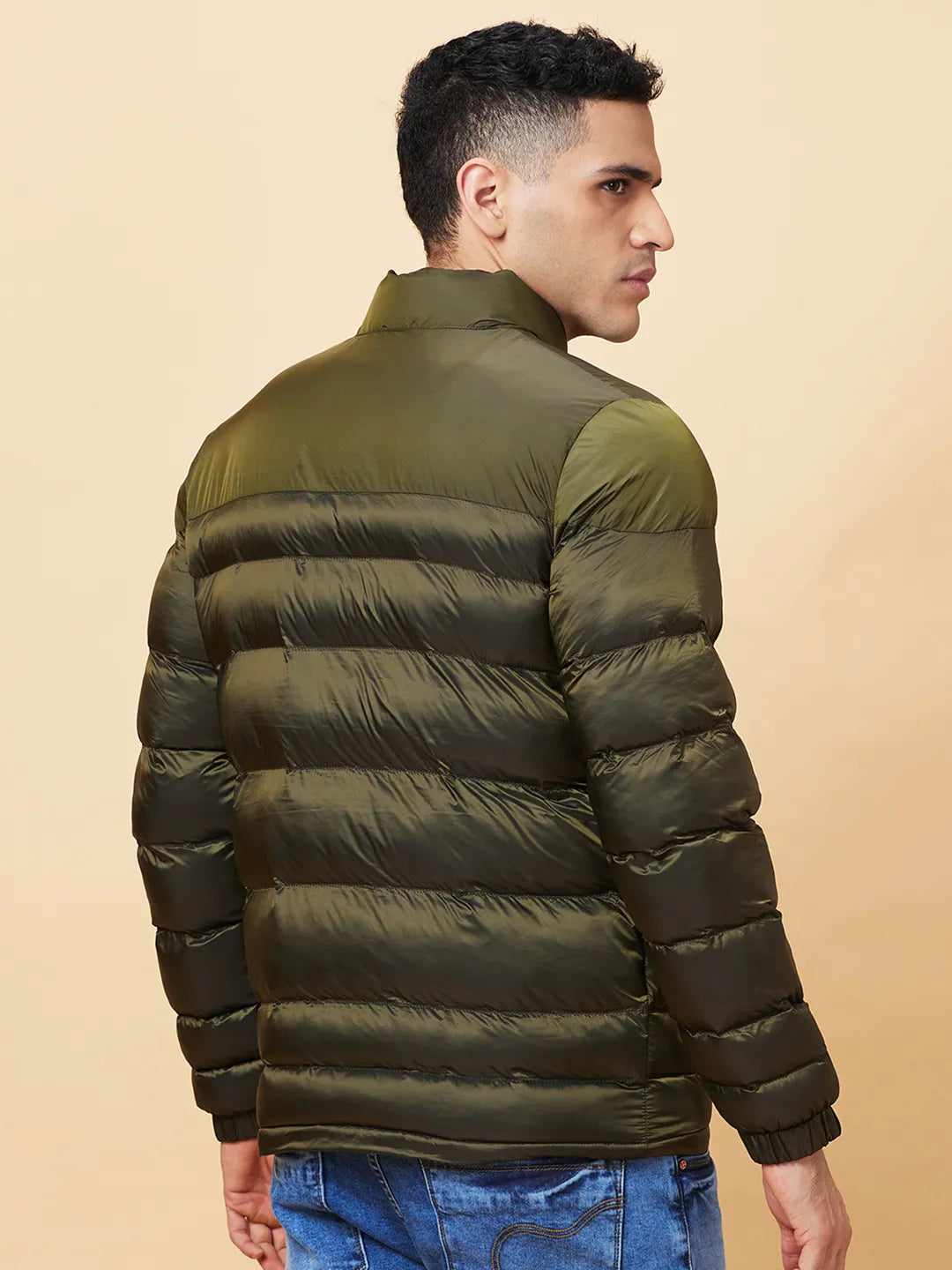 Green Regular Fit Men's Jacket by Being Human Clothing