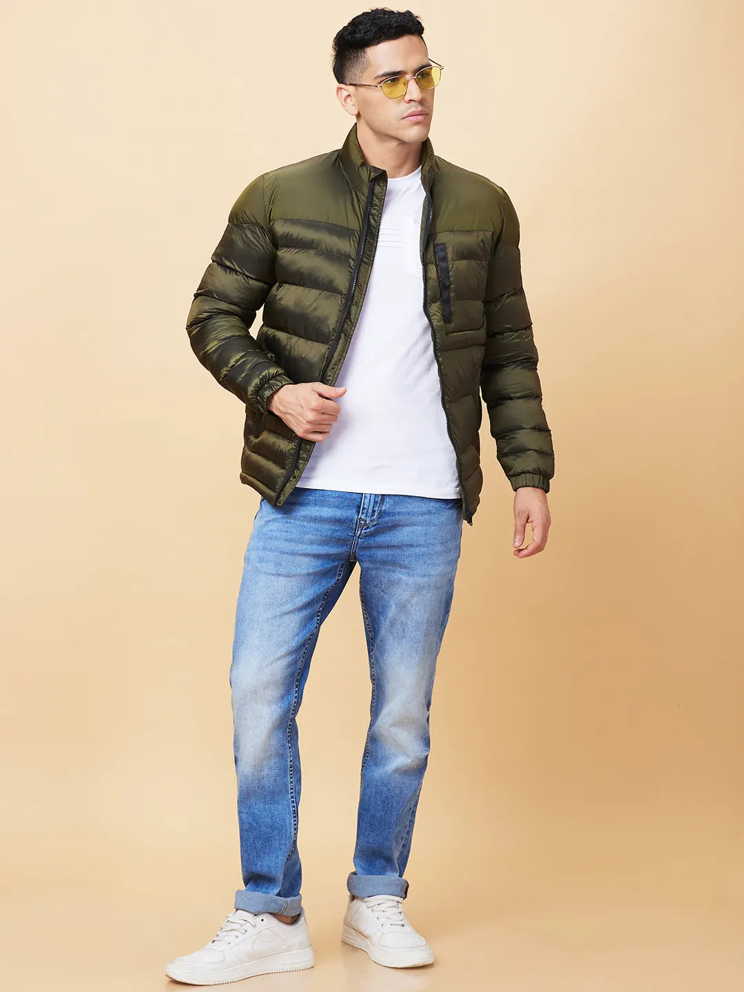 Green Regular Fit Men's Jacket by Being Human Clothing