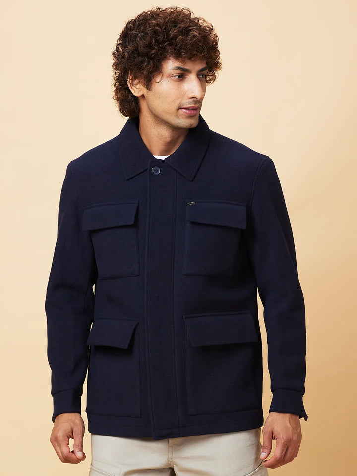 Navy Regular Fit Men's Jacket by Being Human Clothing