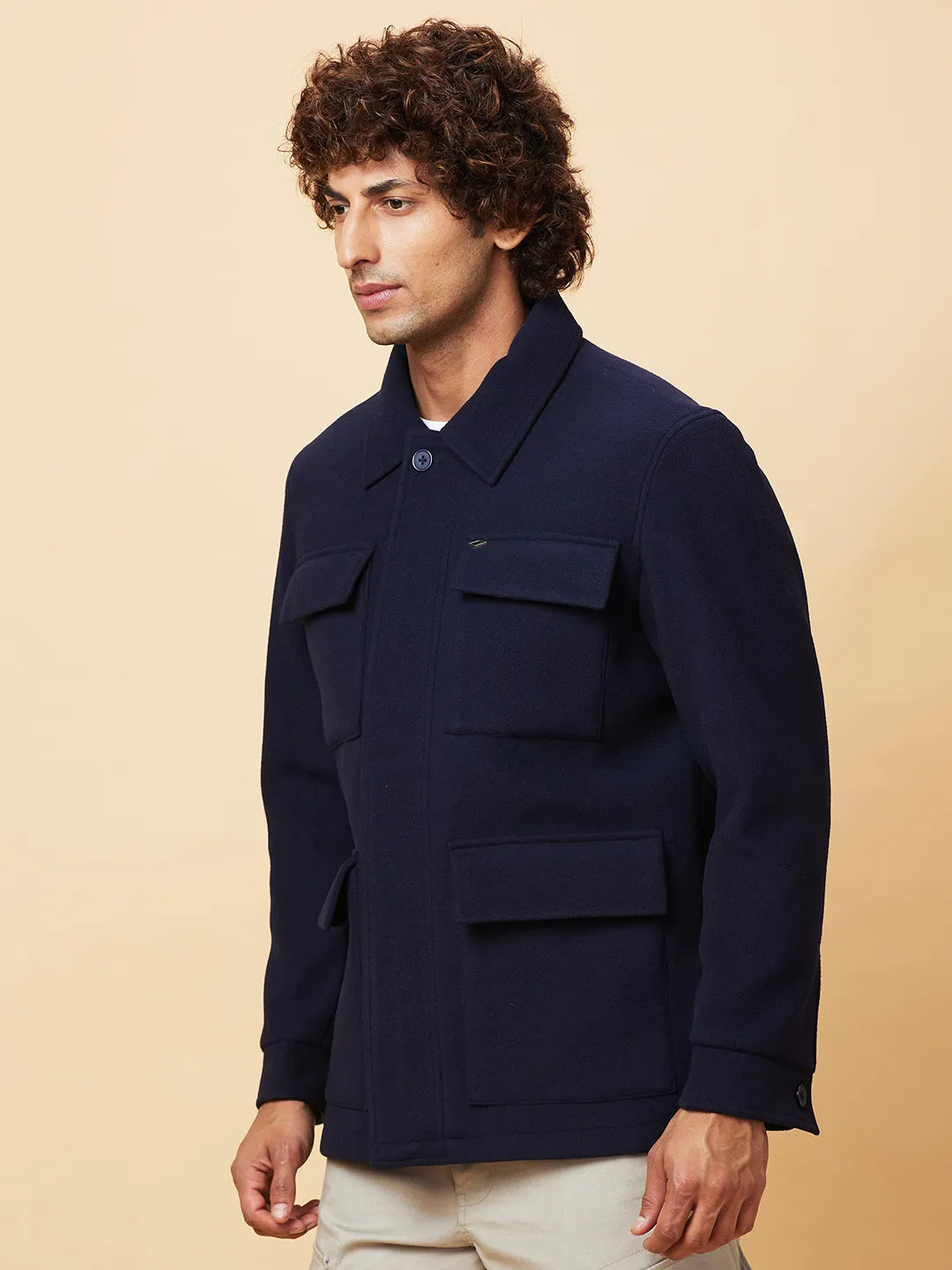 Navy Regular Fit Men's Jacket by Being Human Clothing