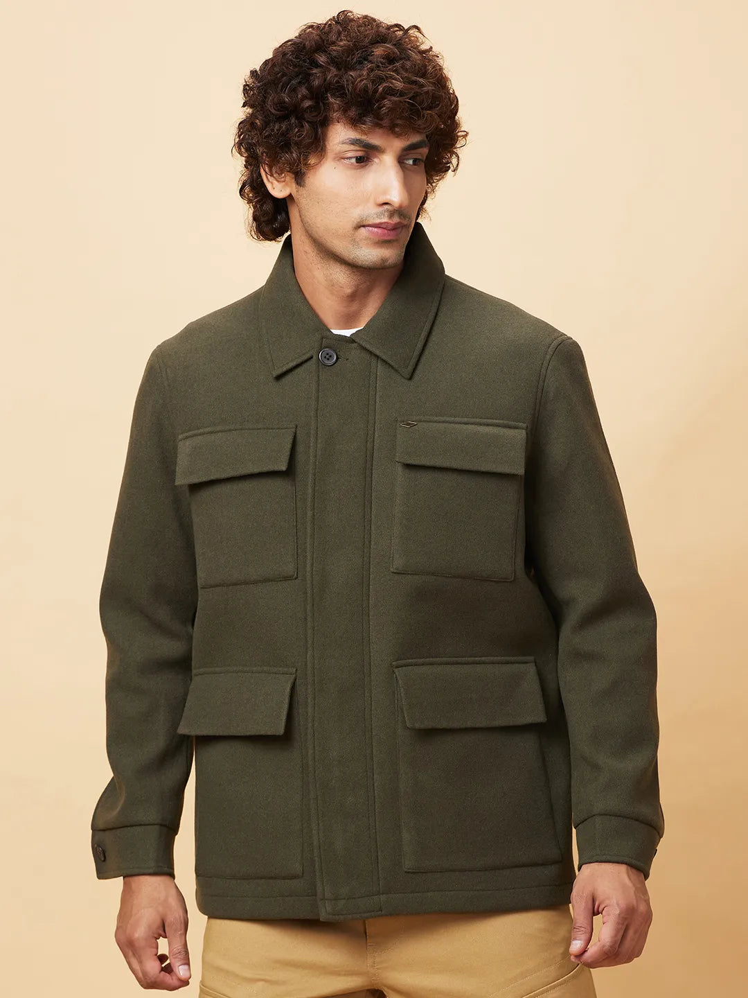 Olive Regular Fit Men's Jacket by Being Human Clothing