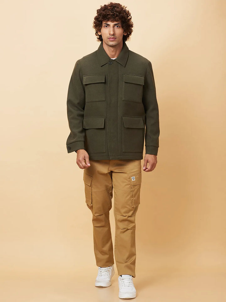 Olive Regular Fit Men's Jacket