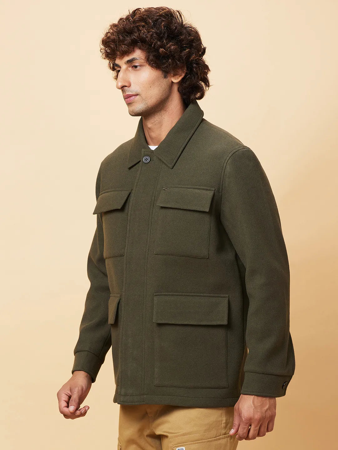 Olive Regular Fit Men's Jacket by Being Human Clothing